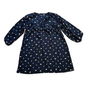 Madewell Mini Dress in French Daisies Size XXSP Black Yellow XXS Petite